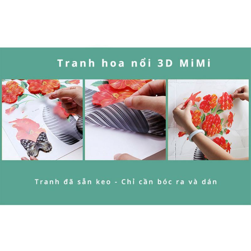 Decal bình hoa 3d dán tường trang trí phòng khách,phòng ngủ,phòng bếp