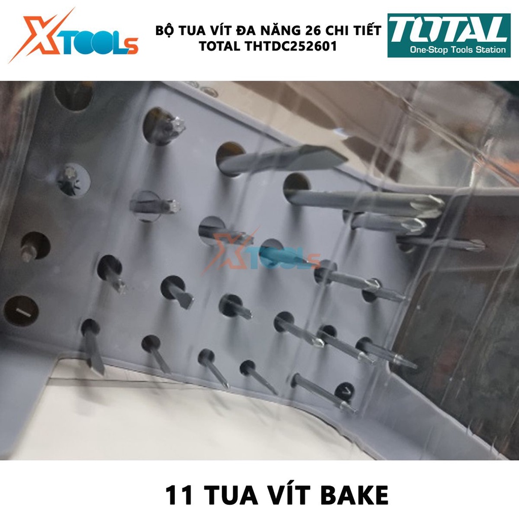Bộ tuốc nơ vít đa năng 26 chi tiết TOTAL THTDC252601 |Bộ 26 tua vít dẹp, bake, sao, tua vít vuông [CHÍNH HÃNG] [XTOOLs]