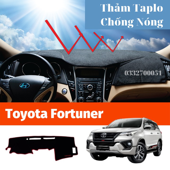 Thảm Taplo Nhung Lông Cừu 3 Lớp Dòng Xe Toyota Fortuner Chống Nóng , Chống Trượt Cao Cấp