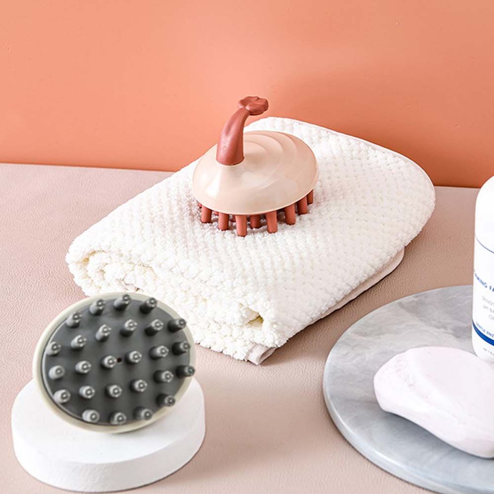 Lược Chải Tóc Mát Xa Da Đầu Bằng Silicon Mềm Hình Hoạt Hình Dễ Thương Có Tay Cầm