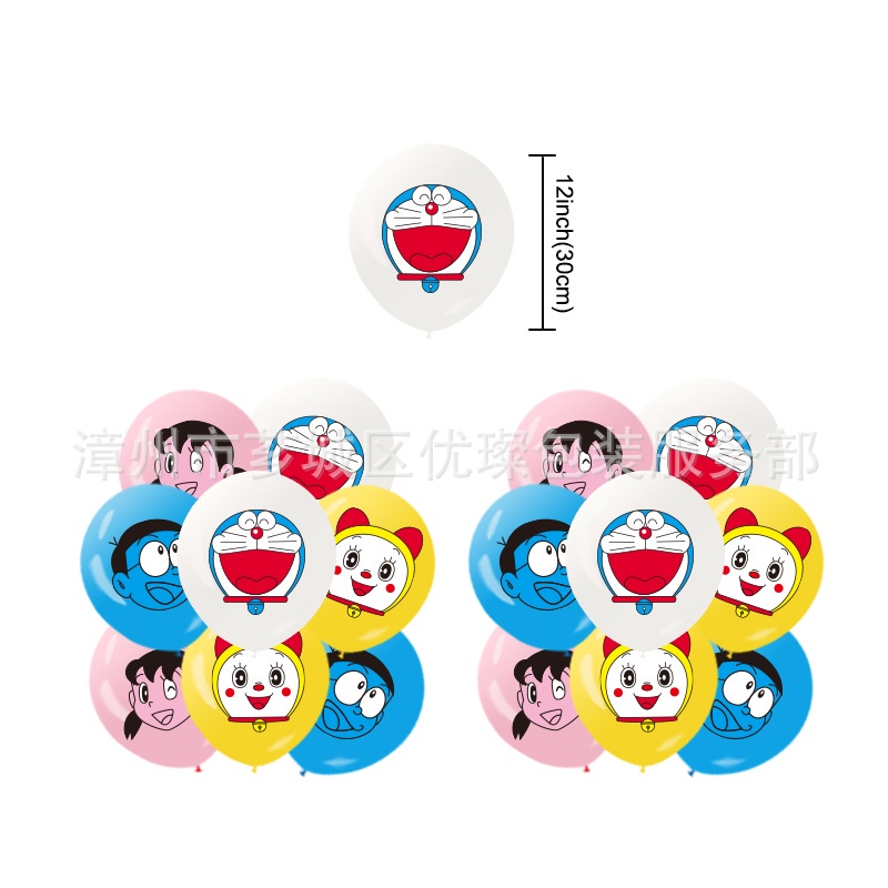 Set Bong Bóng + Thẻ Giấy In Hình Doraemon Trang Trí Bánh Sinh Nhật