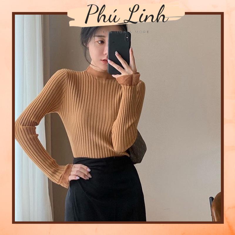 MS185 Áo len nữ cổ 3p phối thun lưới nhẹ nhàng