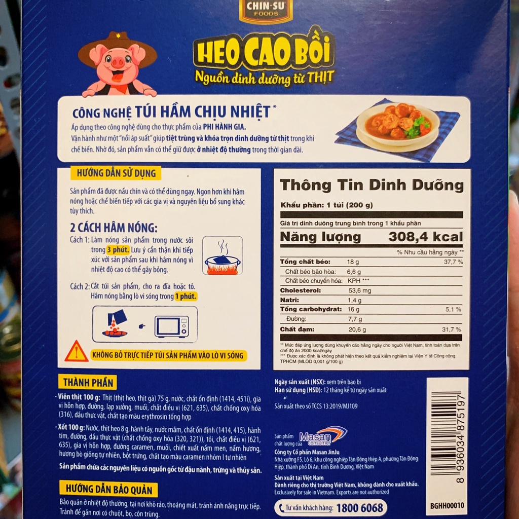 Thịt Viên 3 Phút Heo Cao Bồi Masan Hộp 200g