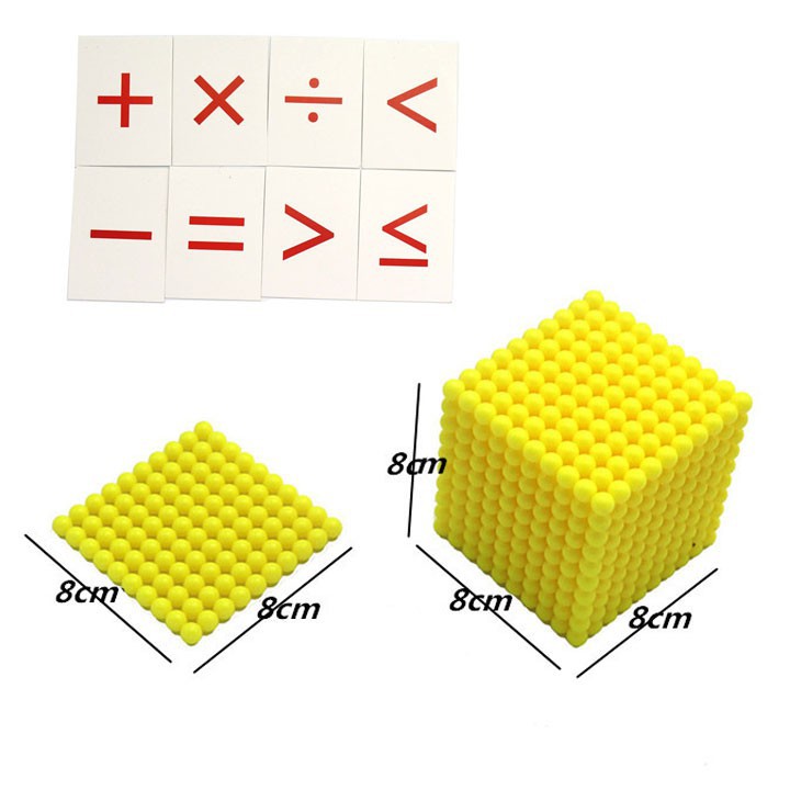 KHỐI 1000 HẠT CƯỜM VÀNG kèm thẻ- GOLDEN BEAD THOUSAND CUBE