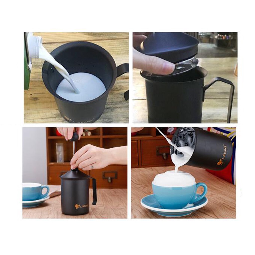 600ml Stainless Steel Mesh Coffee Milk Frother Foamer Milk Pump Creamer