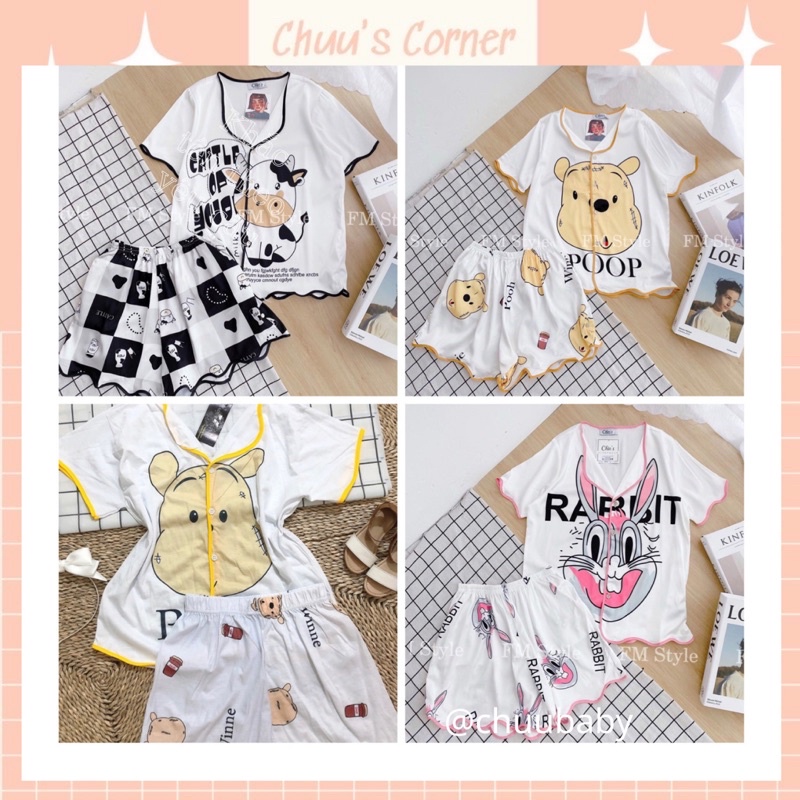 Bộ đồ ngủ nữ pijama thun cotton form rộng thoải mái
