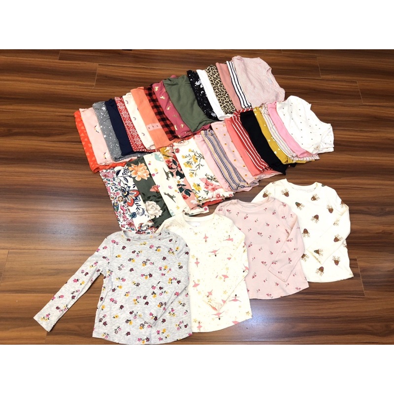 Áo phông dài tay hàng Old Navy xuất dư 100% cotton set 5 cái mix ngẫu nhiên cho bé gái từ 1-5 tuổi