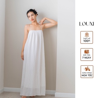 LOUXI - Đầm maxi voan trắng cổ cột dây Joli Dress