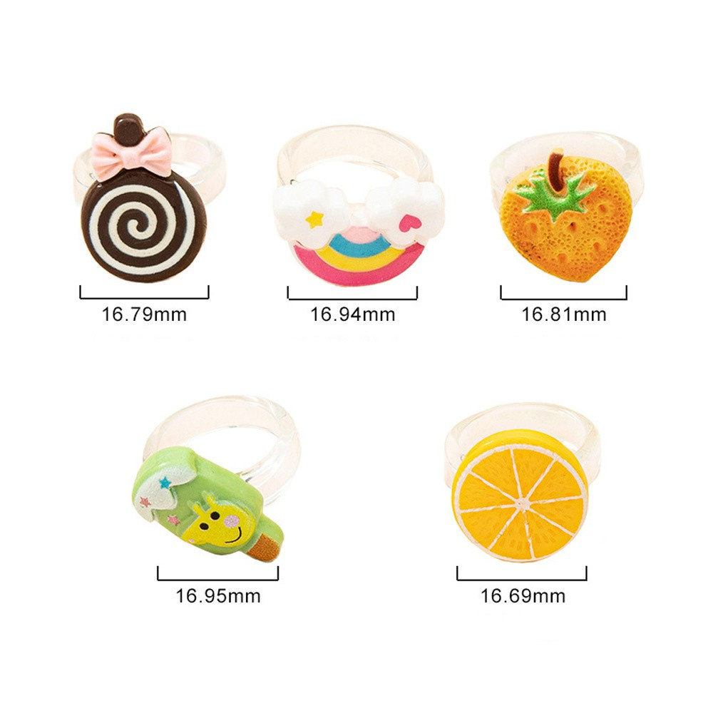 Nhẫn đeo ngón tay resin acrylic trái cây thức ăn sandwich cơm cuộn sushi Hàn Quốc hình học đáng yêu thời trang cho nữ