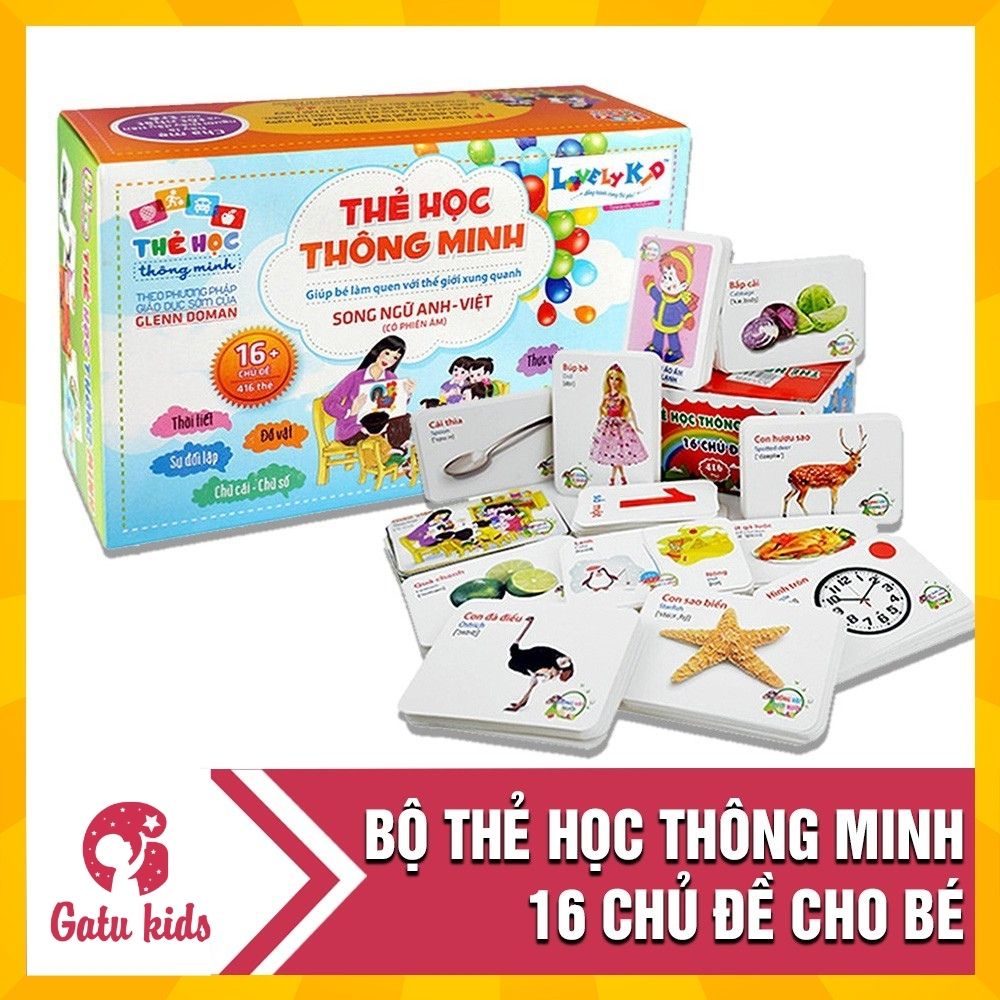 Bộ thẻ học thông minh 16 chủ đề tiếng anh tiếng việt cho bé