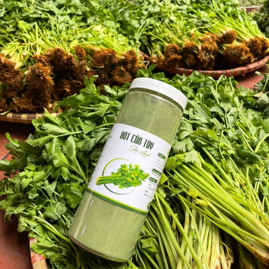 Bột cần tây, rau má sấy lạnh Tiệm Thảo Dược Xanh bột handmade tốt cho người cao huyết áp, hệ tiêu hóa - Hộp 500gr