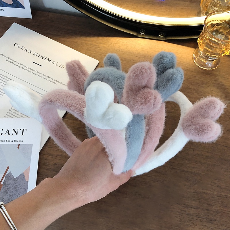 Cài tóc mềm mại hình tai hươu dễ thương phong cách Hàn Quốc tiện dụng khi rửa mặt cho nữ