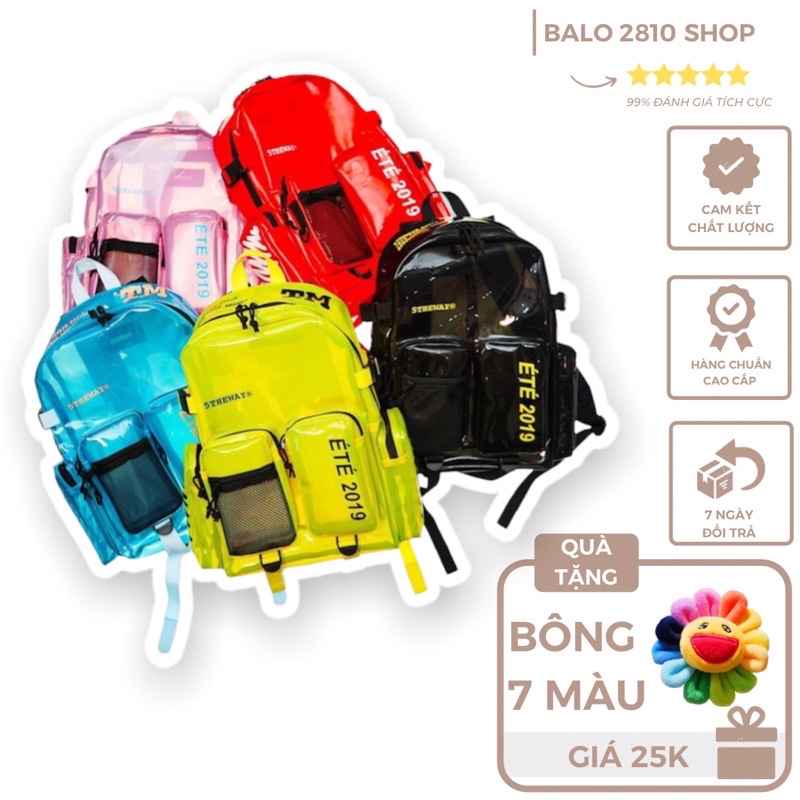 Balo 5Theway Ete Plastic Full Color 2810 Clothes Shop Balo Đi Học Nhựa Trong Màu Ulzzang Unisex
