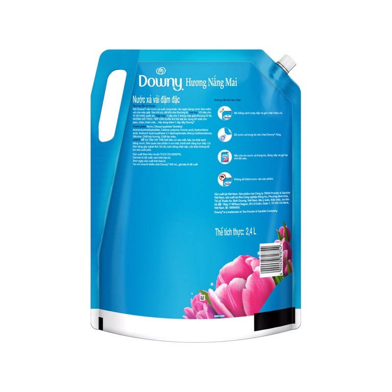 NƯỚC XẢ VẢI DOWNY HƯƠNG NẮNG MAI TÚI 2,4L