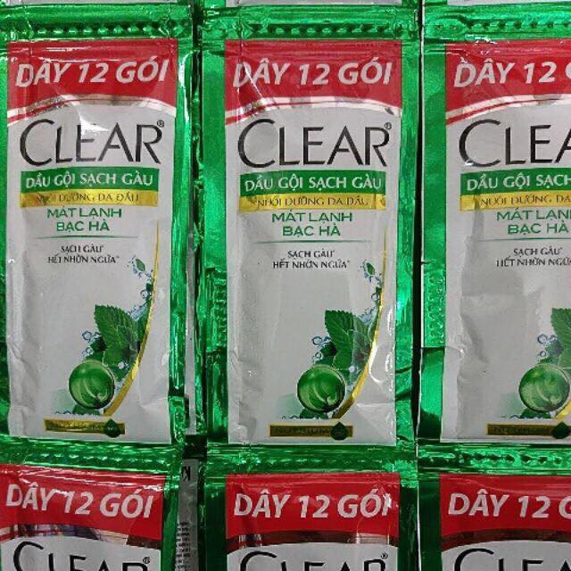 Dây Dầu Gội Clear Bạc Hà 6g (12 gói)