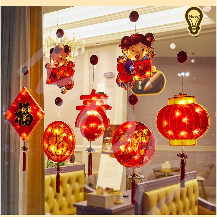ĐÈN LED trang trí trung thu TẾT DECOR NHÀ CỬA  DÁN KÍNH Có Nút Hít chưa kèm PIN làm quà biếu dịp lễ MOXI.