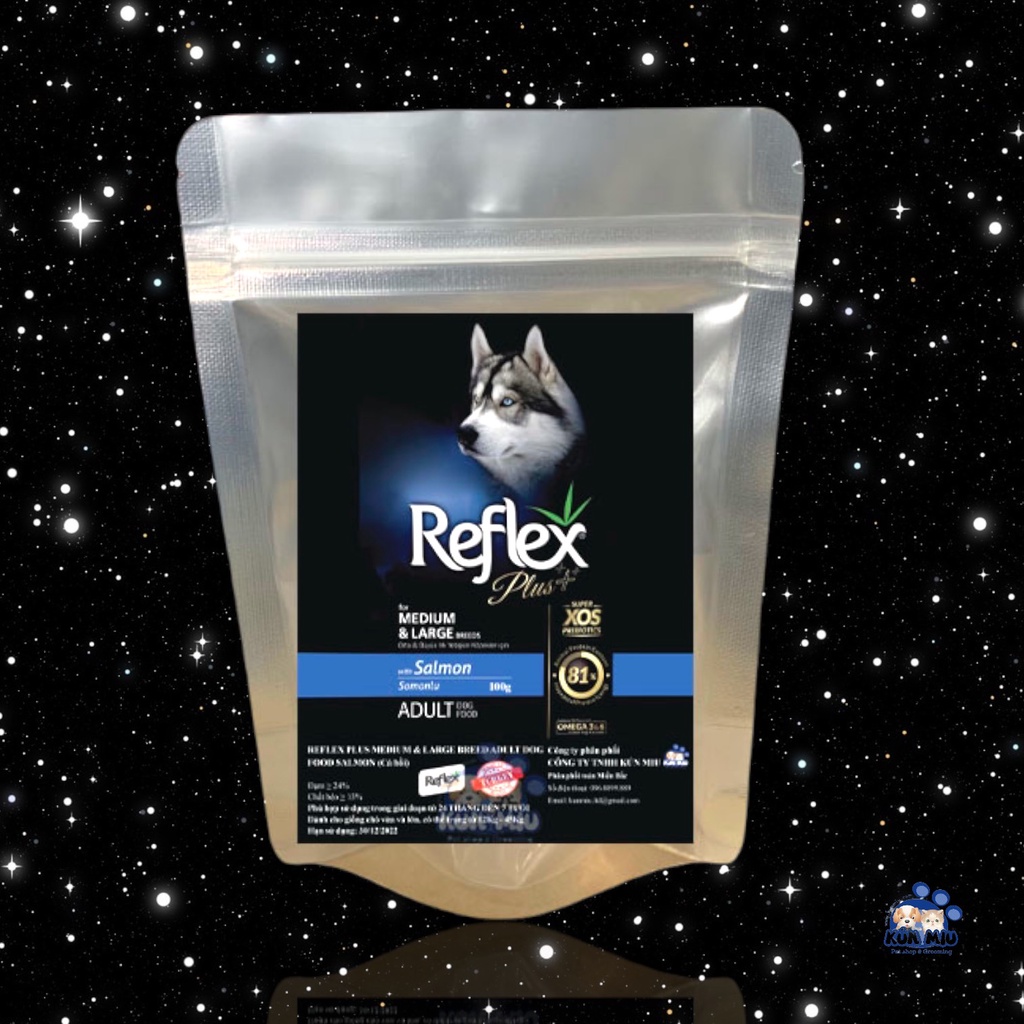 Thức ăn cao cấp Thổ Nhĩ Kỳ REFLEX PLUS MEDIUM &amp; LARGE BREED ADULT gói thử 100g