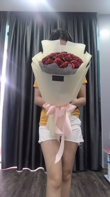 Hoa sáp nhũ cực sang bó 20 bông đỏ