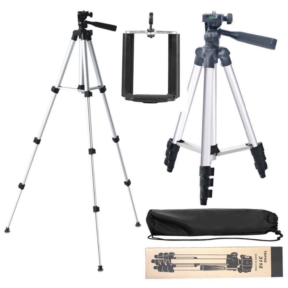 Tripod, giá đỡ điện thoại máy ảnh kèm kẹp điện thoại 3 chân điều khiển remote tương thích nhiều dòng máy Chính Hãng PKT