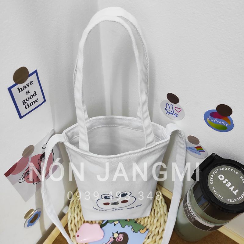 Quai Túi Vải Đựng Ly, Cốc, Bình Nước Canvas Đeo Chéo Nhiều Mẫu