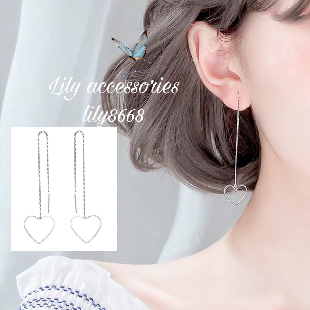khuyên xỏ dây xích trái tim phong cách hàn quốc