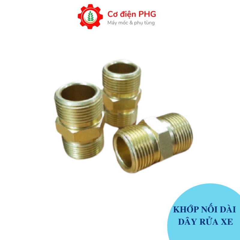 Đầu nối dây rửa xe - khớp nối dây xịt máy rửa xe 2 đầu ren 22mm (kép nối 22mm)