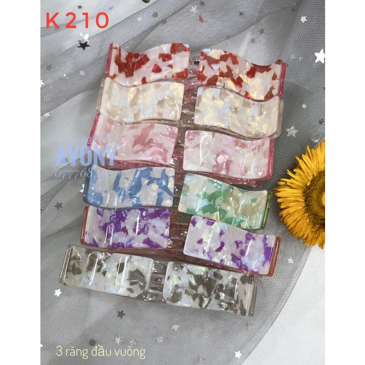 Kẹp tóc càng cua 3 - 5 răng meka óng ánh vân đá, Bấu tóc, cào tóc