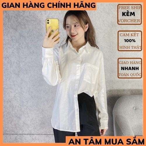 Áo Sơ Mi Nữ form rộng  Sơ mi nữ trơn UNISEX đẹp dài tay ulzzang vintage hàn quốc cao cấp trơn THỜI TRANG1989