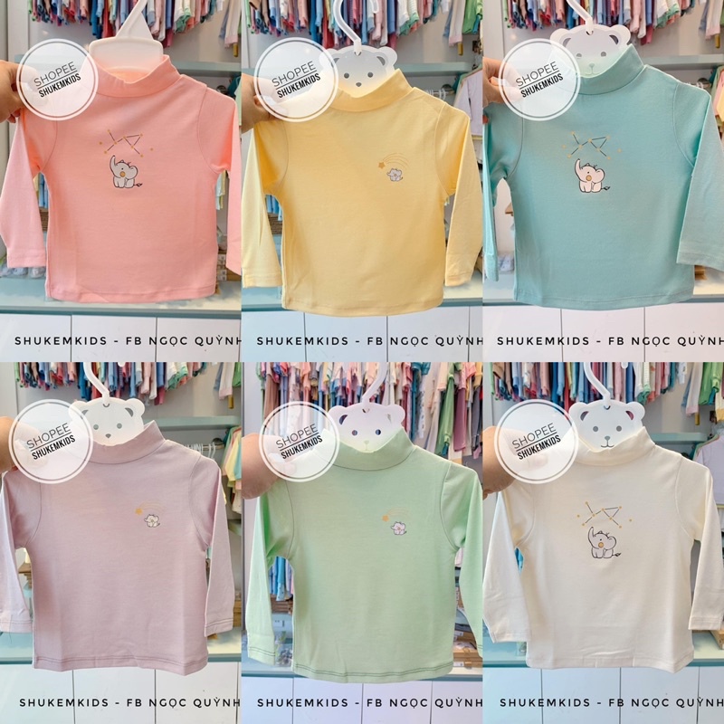 {Nhùn nhùn} CHAANG áo giữ nhiệt chaang cổ lọ chất cotton dài tay thu đông cho bé trai, bé gái từ 3 tháng đến 5 tuổi