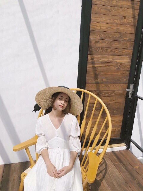 Đầm BabyDoll trắng tay bí (có ảnh thật)