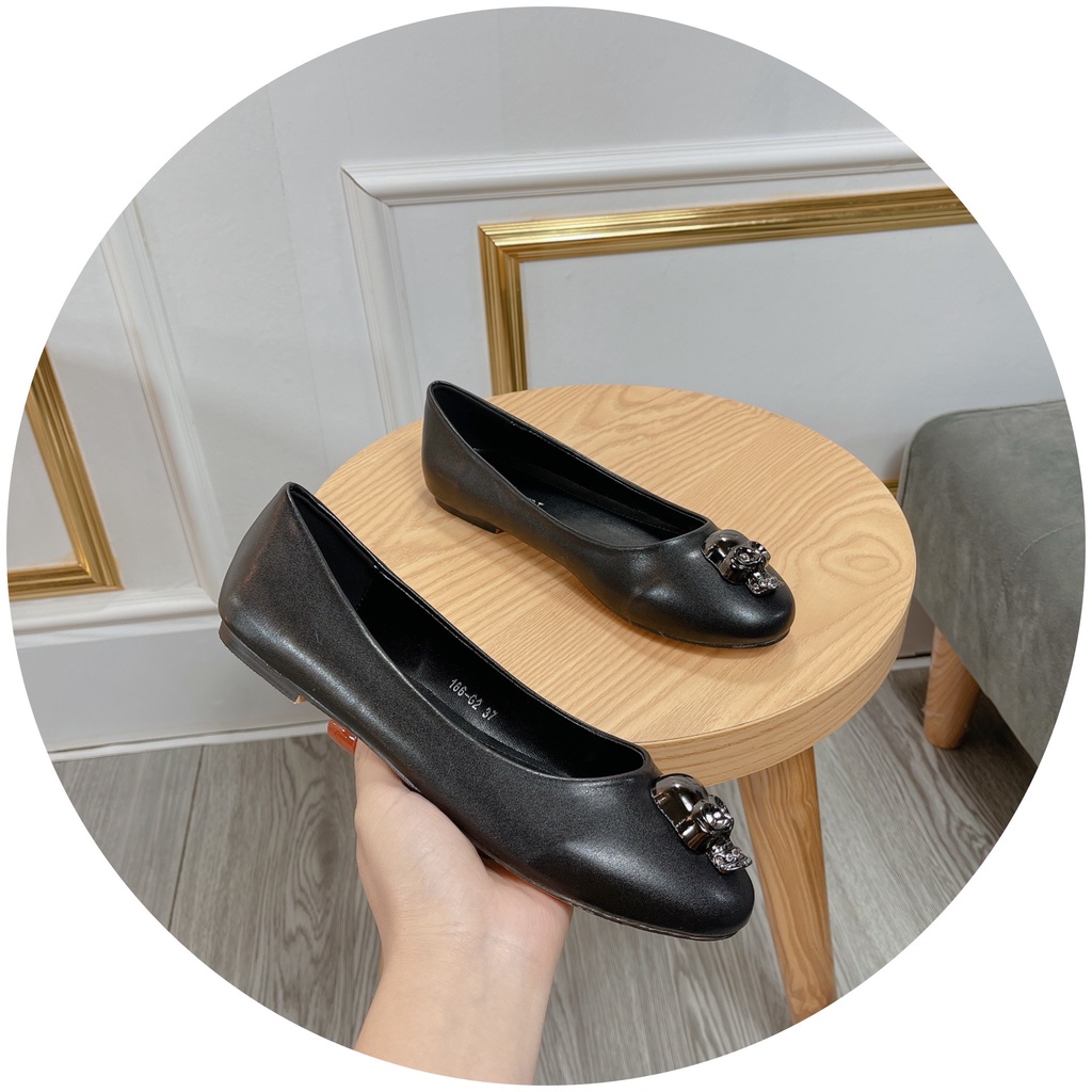 Giày Bệt Nữ Đầu Lâu Mc Queen Da Mềm Fullbox Cao Cấp