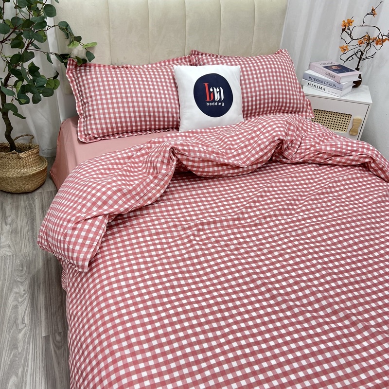 Bộ Chăn Ga Gối Cotton Poly - Caro Nhỏ Đủ Màu