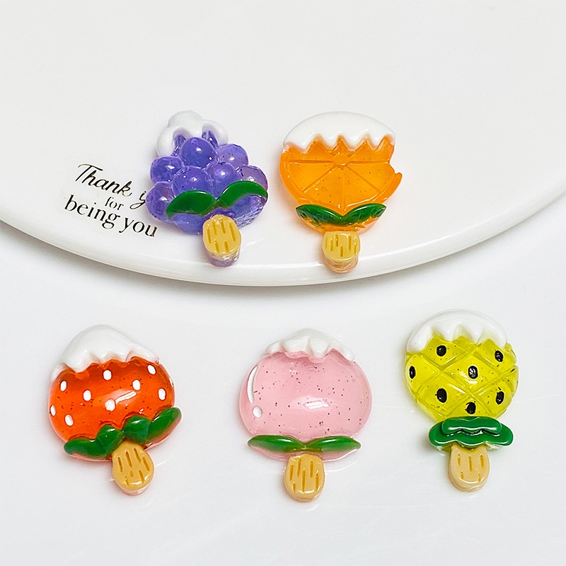 Bộ 10 Miếng Dán Kẹp Tóc Hình Trái Cây Xinh Xắn Cho Điện Thoại