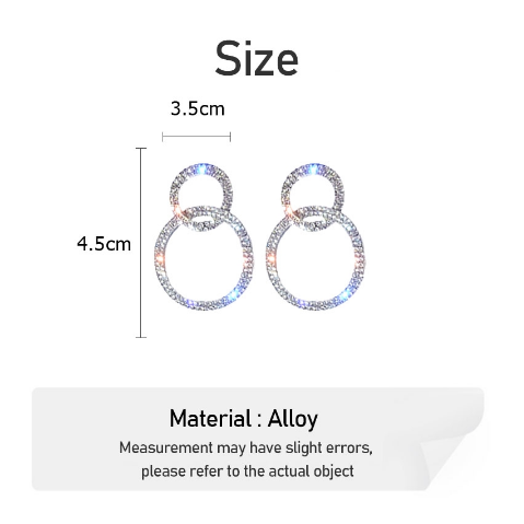 Bông tai hình tròn đính đá phong cách Hàn Quốc thời trang cho nữ