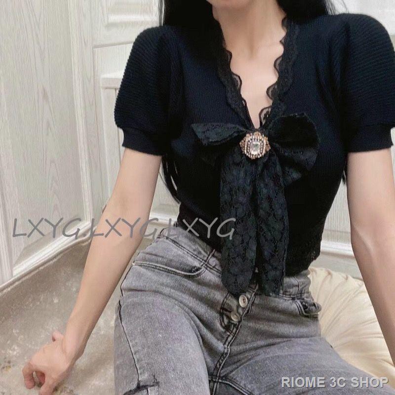 Áo Croptop Ngắn Tay Phối Nơ Đáng Yêu Cho Nữ | BigBuy360 - bigbuy360.vn