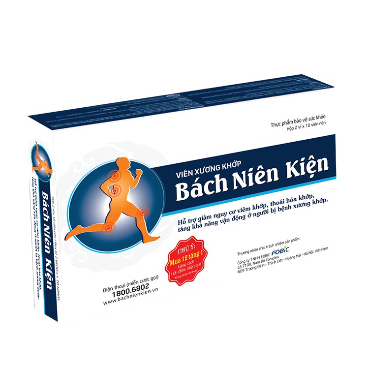 Viên xương khớp Bách Niên Kiện - hỗ trợ giảm viêm khớp, thoái hoá khớp, thoái hoá cột sống; tăng khả năng vận động