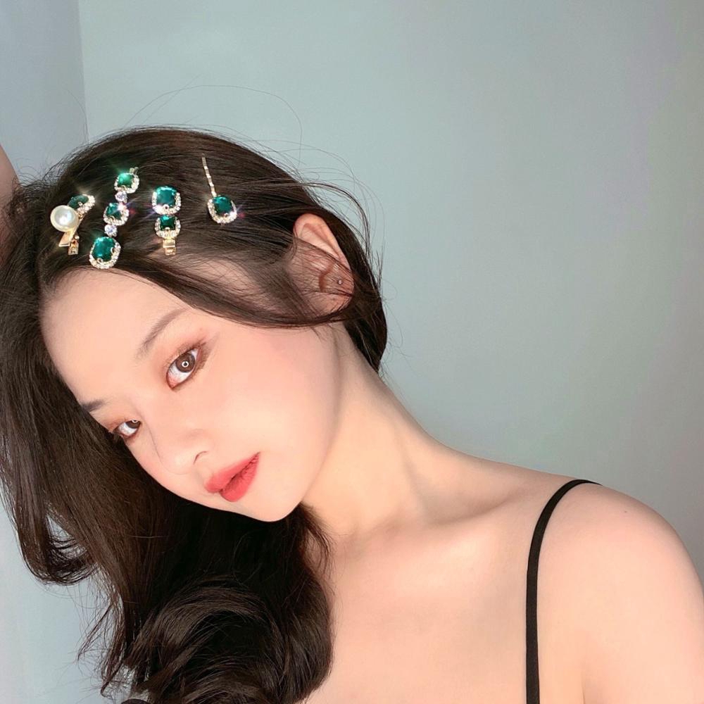 Set 3 Kẹp Tóc Đính Đá Ngọc Trai Giả Sang Trọng Thời Trang