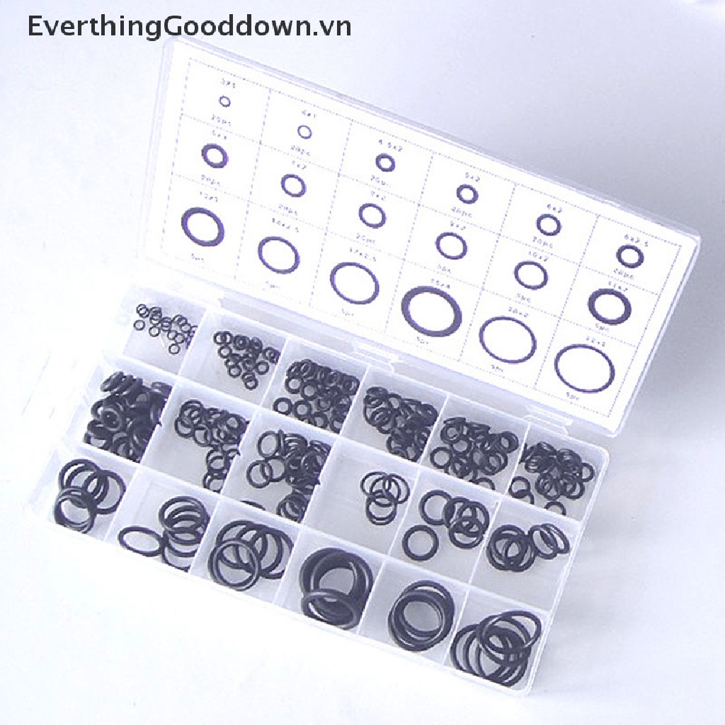 Everthingooddown Set 225 Vòng Đệm Cao Su Đen Hình Chữ O Cho Xe Hơi