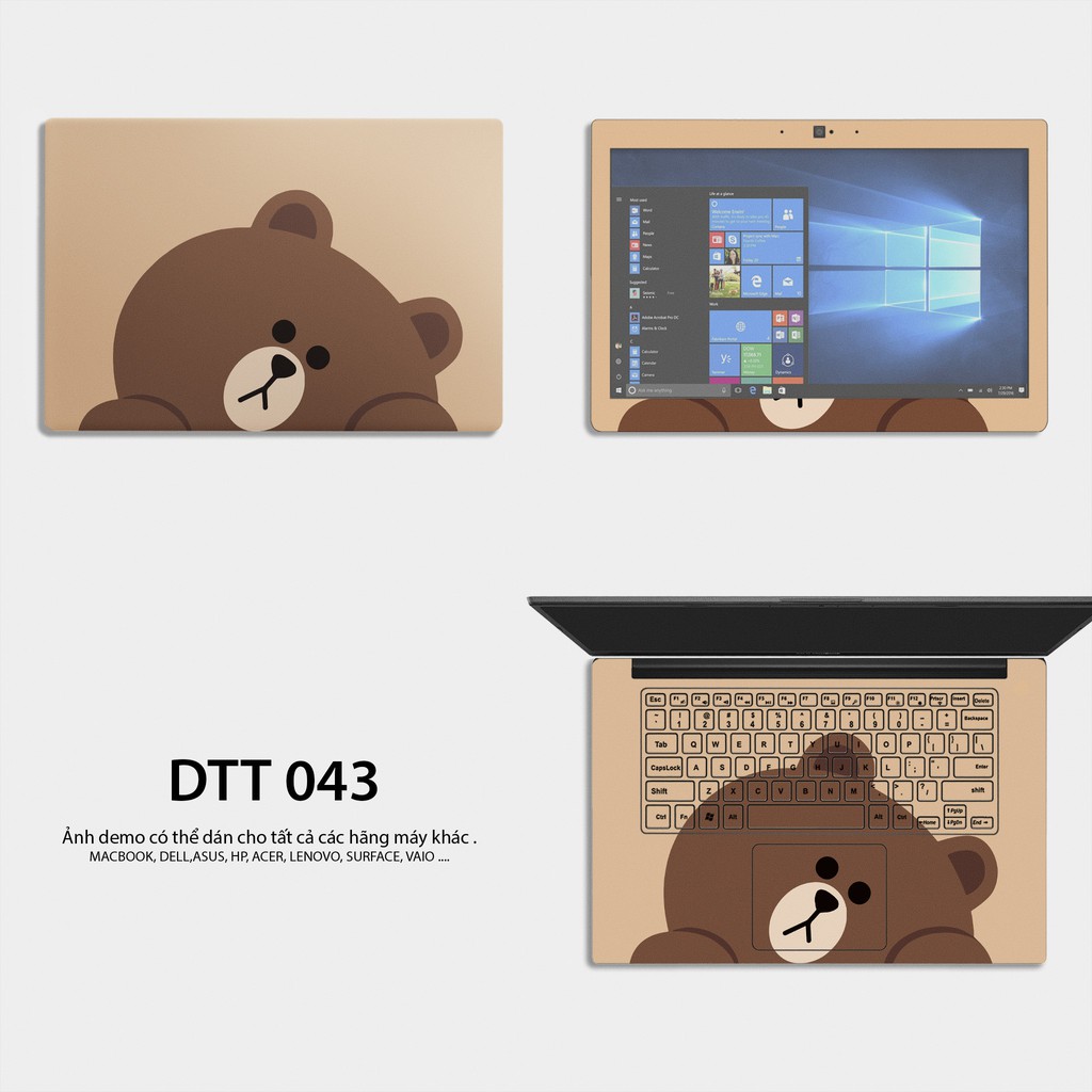 Miếng Dán Skin Laptop - Mẫu Gấu Nâu- Có Mẫu Dán cho Dell, Hp, Asus, Lenovo, Acer, MSI, Surface,Vaio, Macbook | BigBuy360 - bigbuy360.vn