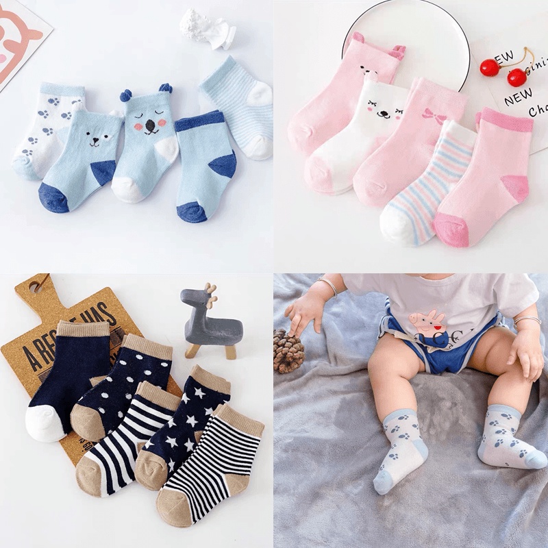 Set 5 Đôi Vớ Cotton Mềm Mại Cho Bé Sơ Sinh Từ 0-18 Tháng Tuổi