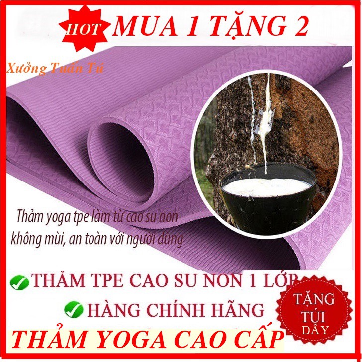 Thảm tập YOGA /GYM TPE 1 LỚP SIÊU BỀN ,Thảm YOGA TPE Họa Tiết đẹp, Siêu Bám Sàn T101