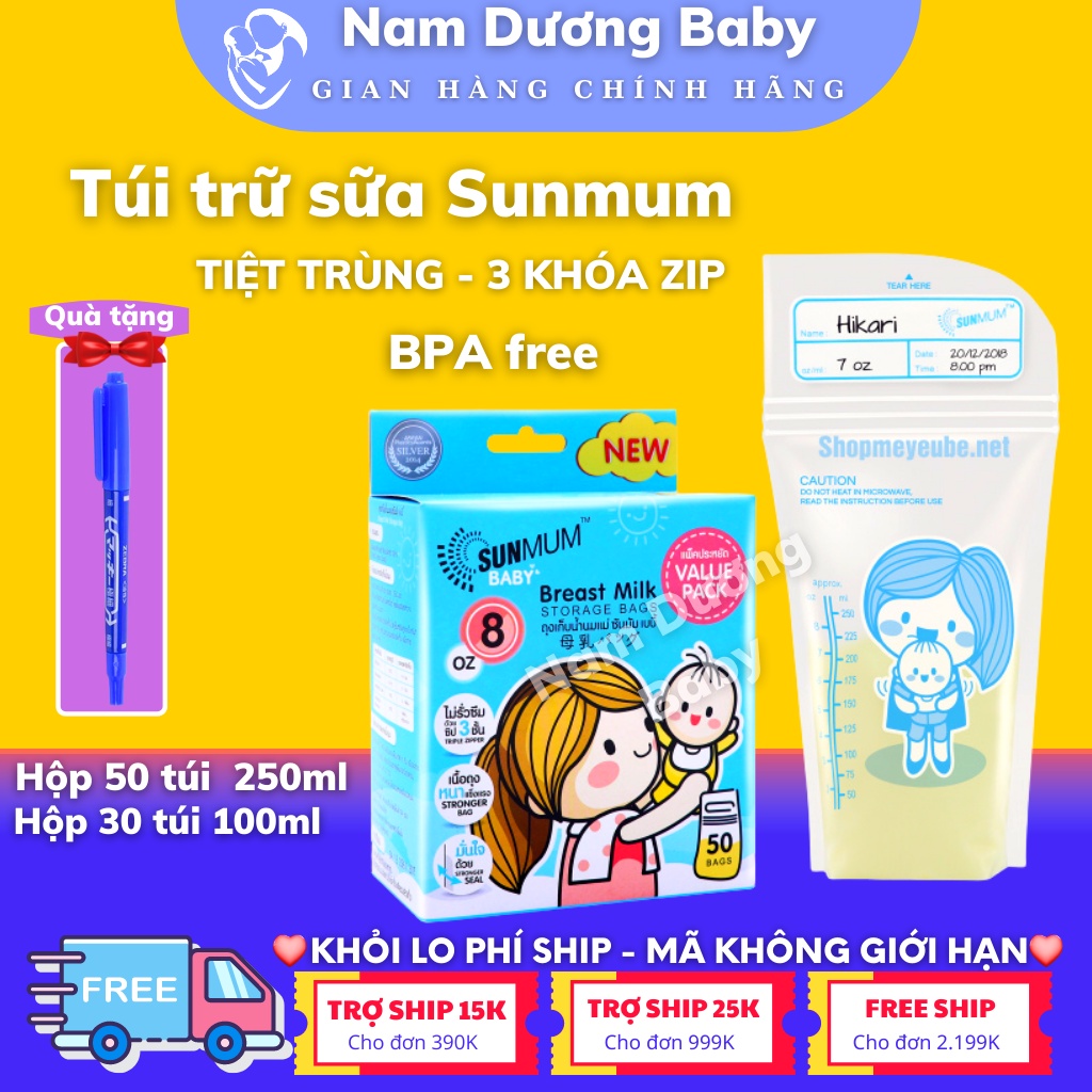 Túi trữ sữa summum  Thái Lan hộp 250ml và 100ml [ GIÁ RẺ NHẤT SHOPEE] [ TẶNG BÚT GHI CHÚ]