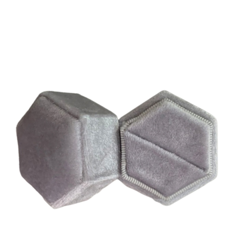 Flgo Hộp Đựng Nhẫn Hình Lục Giác Bằng Nhung Dùng Trưng Bày Nhẫn Cưới