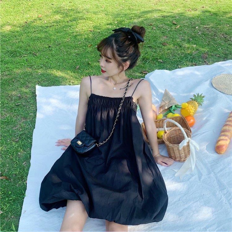 Đầm chữ A hai dây dáng rộng ngọt ngào thời trang mùa hè Hàn Quốc cho nữ