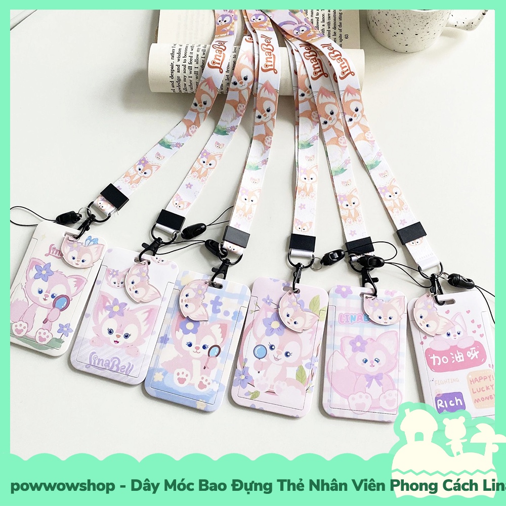 [Sẵn VN - Hỏa Tốc] Dây Móc Bao Đựng Thẻ Nhân Viên Nhựa PC Mẫu Nhân Vật Hoạt Hình Lina Bell Disne Cute Cat