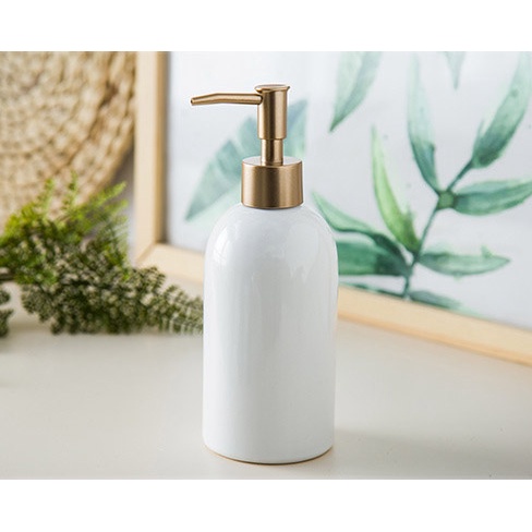 Bình Sứ Dầu Gội, Bình Đựng Sữa Tắm Nước Rửa Tay Có Vòi Nhấn 420ml Trong Khách Sạn Chất Liệu Gốm Sứ Cao Cấp