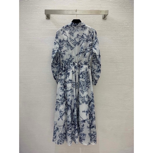 Đầm sơ mi nữ dài tay có dây rút thắt eo dáng xoè cao cấp thương hiệu Dior CD 2022