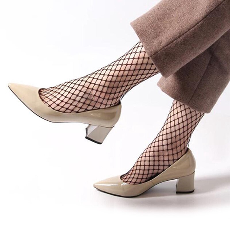 Đôi Vớ Lưới Ngắn Chống Trượt Màu Đen Gợi Cảm Cho Nữ