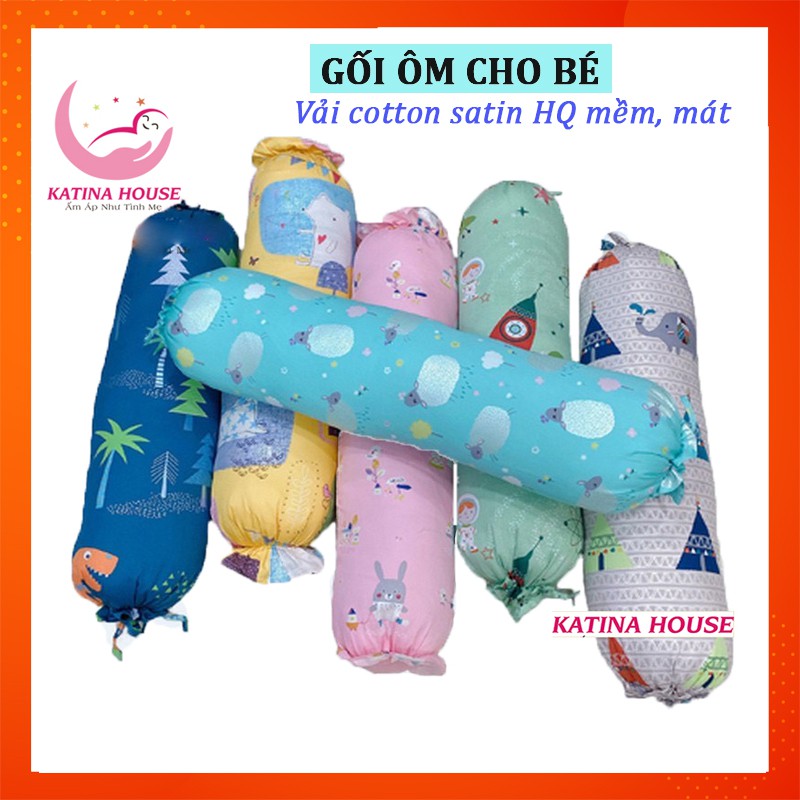 Gối ôm cho bé vải Cotton Satin Hàn Quốc êm mềm, mát, nhiều họa tiết hình thú đáng yêu giúp bé ngủ ngon