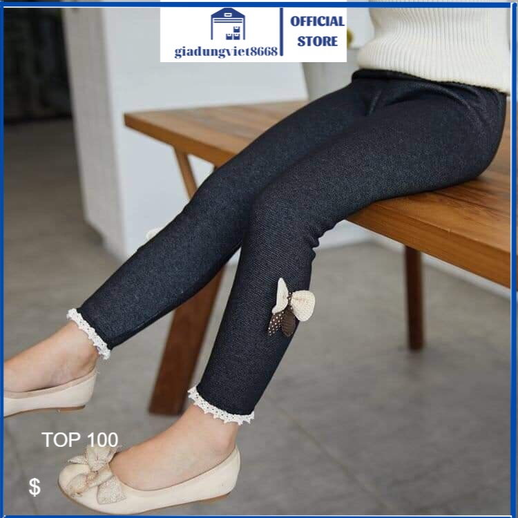 [BÁN SỈ ]  Sét 2 Cái Quần Legging Gỉa Bò Lót Lông Bên Trong Cho Bé Hàng Dày Đẹp